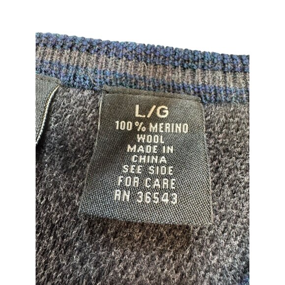 Calvin Klein Mens Merino Wool V-Neck Sweater L/G Navy Blue - Picture 3 of 10